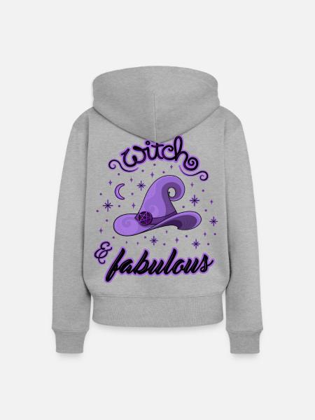 Witch and Fabulous - Frauen Premium Bio Zip Hoodie - Grau meliert