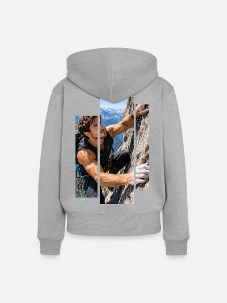 Männlicher Kletterer - Frauen Premium Bio Zip Hoodie - Grau meliert