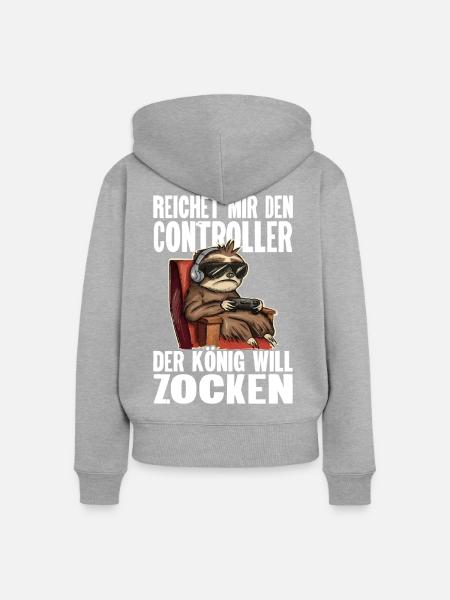 Gaming Gamer Sloth - Frauen Premium Bio Zip Hoodie - Grau meliert