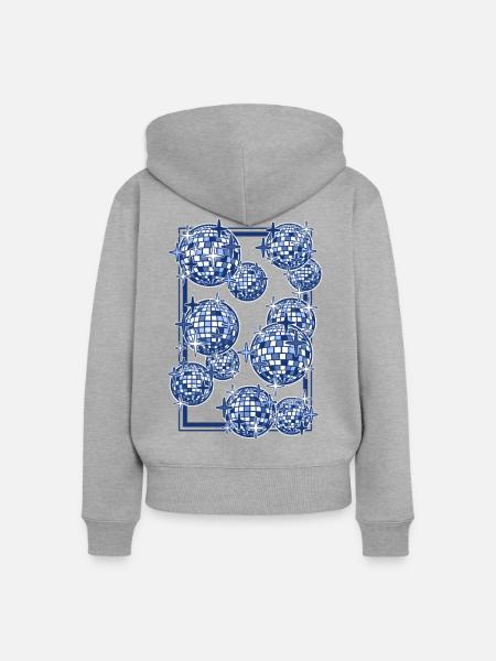 Spiegelkugeln in Blau - Frauen Premium Bio Zip Hoodie - Grau meliert