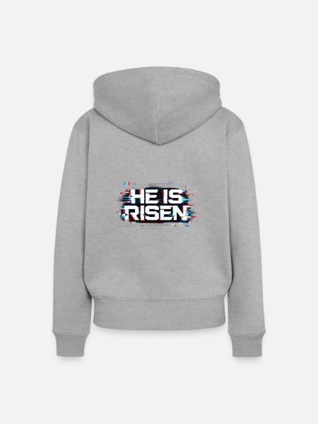 He is Risen - Frauen Premium Bio Zip Hoodie - Grau meliert