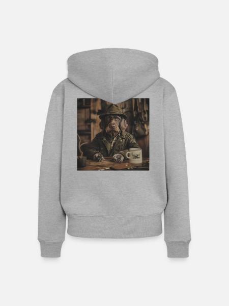 Herr Oberförster - Deutsch Drahthaar - Frauen Premium Bio Zip Hoodie - Grau meliert