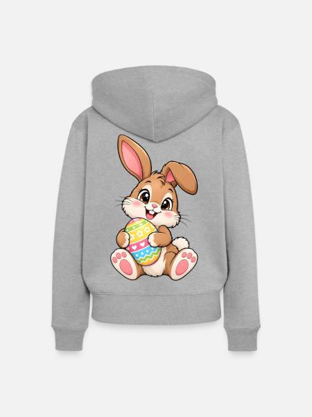 Osterhase Kawaii Style – Süßes Ostermotiv - Frauen Premium Bio Zip Hoodie - Grau meliert