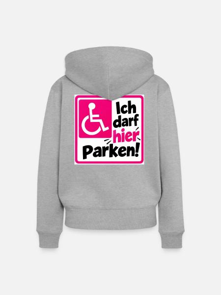 Ich darf hier Parken Sign - Frauen Premium Bio Zip Hoodie - Grau meliert