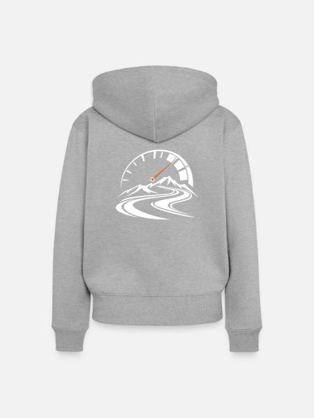 Drehzahlmesser mit Bergstraße - Frauen Premium Bio Zip Hoodie - Grau meliert