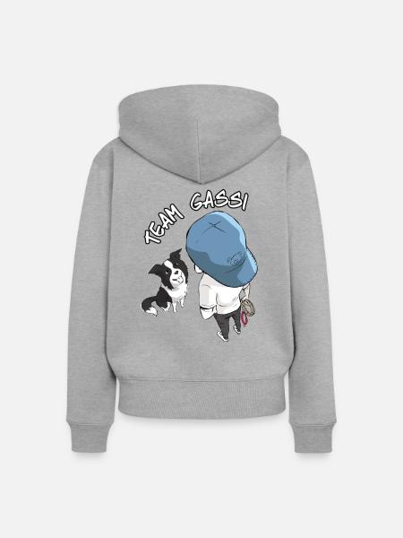Team Gassi Cartoon Design - Frauen Premium Bio Zip Hoodie - Grau meliert