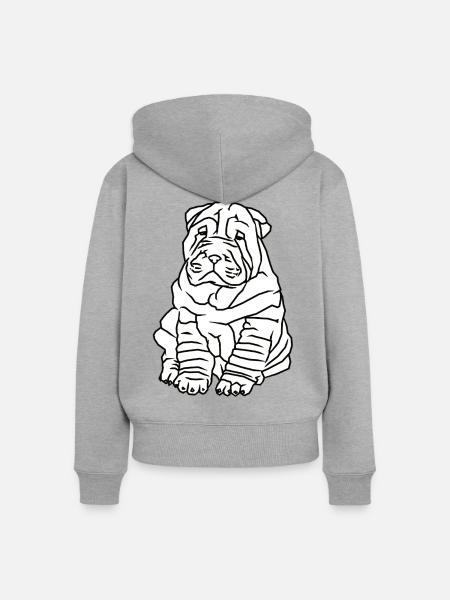 Niedlicher Mops Hund - Frauen Premium Bio Zip Hoodie - Grau meliert