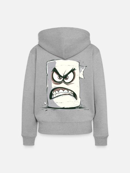 Wütendes Klopapier mit Gesicht - Frauen Premium Bio Zip Hoodie - Grau meliert