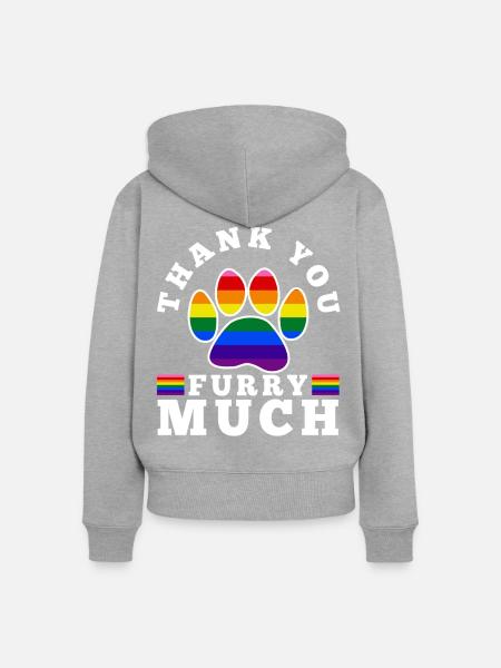 Thank you furry much - Frauen Premium Bio Zip Hoodie - Grau meliert