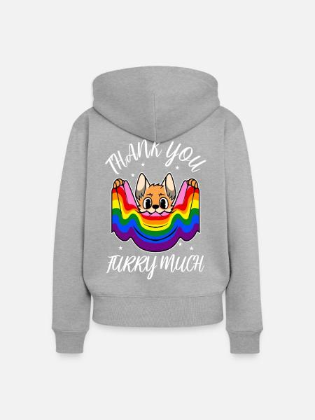 Thank you furry much - Frauen Premium Bio Zip Hoodie - Grau meliert