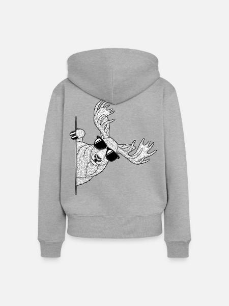 Moose mit Sonnenbrillen - Frauen Premium Bio Zip Hoodie - Grau meliert
