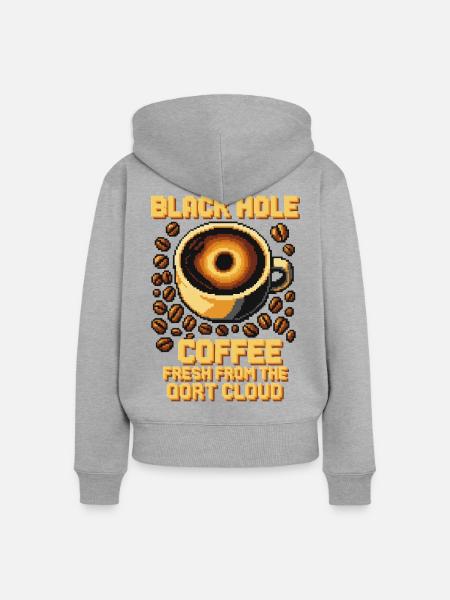 Black Hole Coffee Pixel-Kunst - Frauen Premium Bio Zip Hoodie - Grau meliert