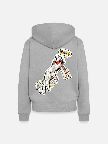 Furz Skelett Zombie Hand Sticker - Frauen Premium Bio Zip Hoodie - Grau meliert