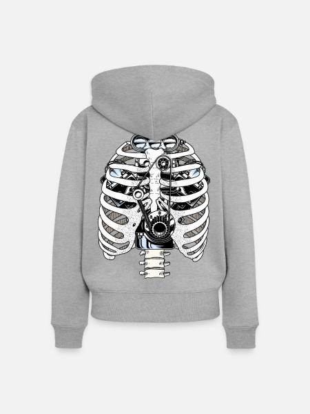 Biomech Ribcage-Motormechaniker - Frauen Premium Bio Zip Hoodie - Grau meliert