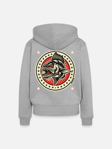 Barracuda-Abzeichen - Frauen Premium Bio Zip Hoodie - Grau meliert