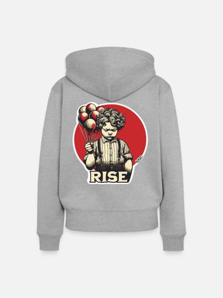 Aufstieg des Ballonjungen - Frauen Premium Bio Zip Hoodie - Grau meliert
