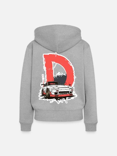 D Drift Mount Fuji Autografik - Frauen Premium Bio Zip Hoodie - Grau meliert