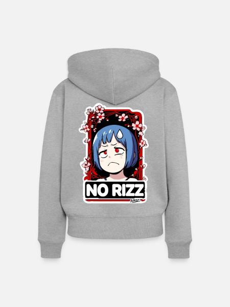 Kein Rizz Sakura Kummer - Frauen Premium Bio Zip Hoodie - Grau meliert