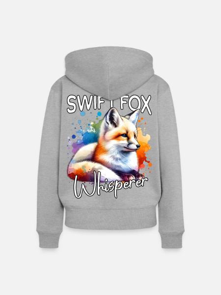 Swiftfuchs Flüsterer - Frauen Premium Bio Zip Hoodie - Grau meliert