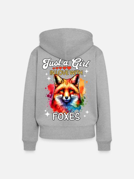 Rotfuchs Fuchs Mädchen Fox - Frauen Premium Bio Zip Hoodie - Grau meliert