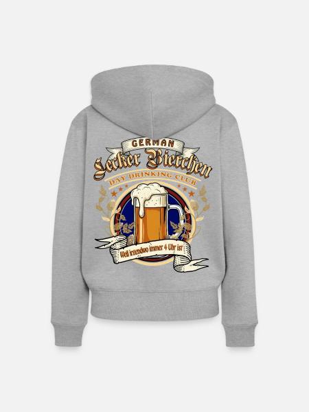 Lecker Bierchen Day Drinking Club - Frauen Premium Bio Zip Hoodie - Grau meliert