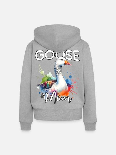 Gans Mama - Frauen Premium Bio Zip Hoodie - Grau meliert