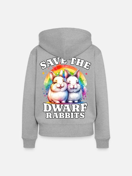 Zwergkaninchen Save Dwarf Rabbit - Frauen Premium Bio Zip Hoodie - Grau meliert