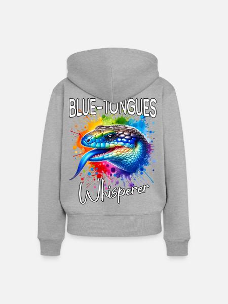 Blauzungenskink Flüsterer - Frauen Premium Bio Zip Hoodie - Grau meliert