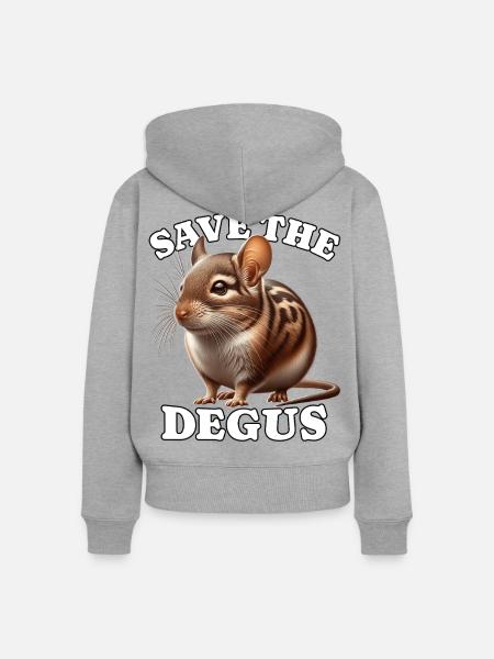 Degu Save Degu - Frauen Premium Bio Zip Hoodie - Grau meliert