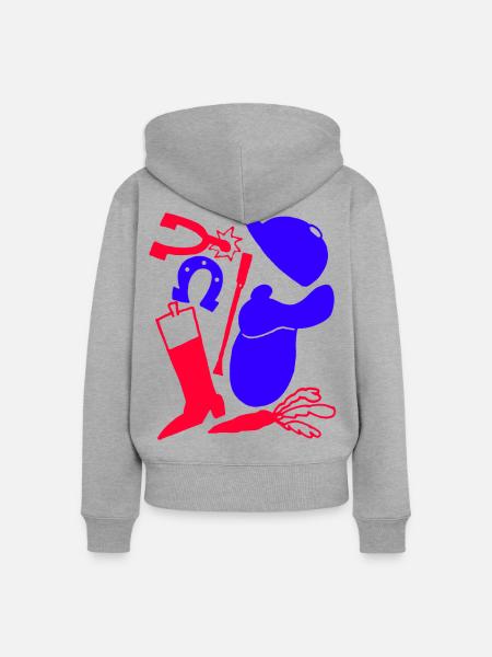 Fahrzubehör-Muster - Frauen Premium Bio Zip Hoodie - Grau meliert