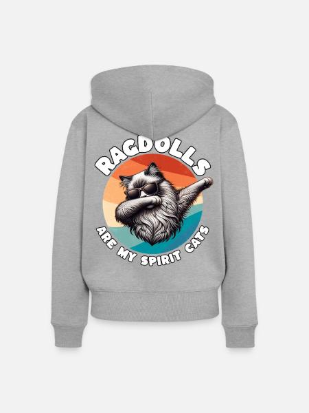Lustige Ragdoll Katze Sprüche - Frauen Premium Bio Zip Hoodie - Grau meliert