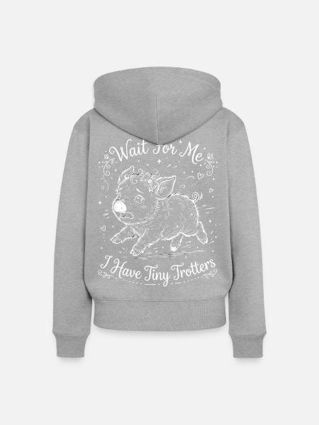Tiny Trotters Warte Auf Mich - Frauen Premium Bio Zip Hoodie - Grau meliert