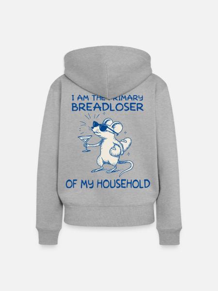 Hauptbreadloser meines Haushalts - Frauen Premium Bio Zip Hoodie - Grau meliert