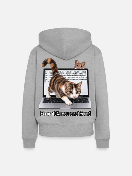 Computermaus - Frauen Premium Bio Zip Hoodie - Grau meliert