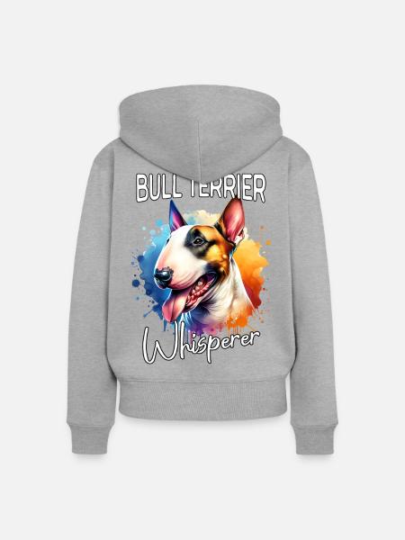 Bullterrier Flüsterer - Frauen Premium Bio Zip Hoodie - Grau meliert