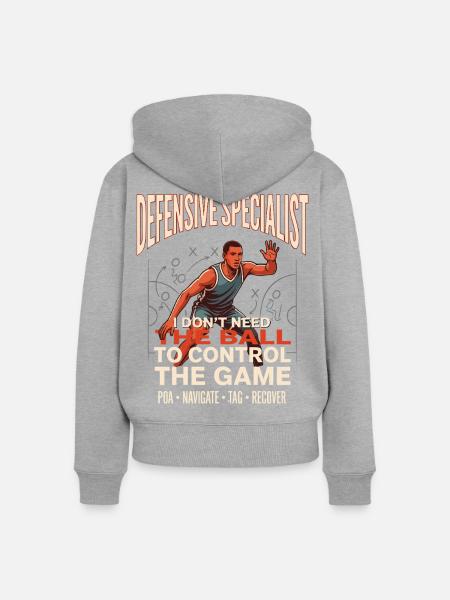 Verteidigungsprofi Ballkontrolle - Frauen Premium Bio Zip Hoodie - Grau meliert