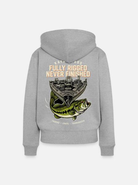 Vollausgestattetes Bassboot – Nie Fertig - Frauen Premium Bio Zip Hoodie - Grau meliert