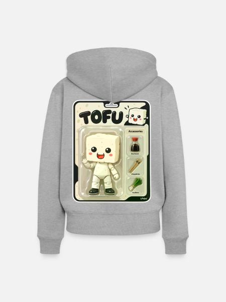 Tofu-Spielzeug-Actionfigur Charm - Frauen Premium Bio Zip Hoodie - Grau meliert