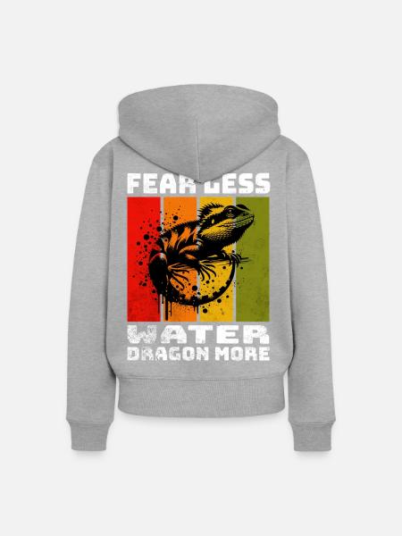 Chinesische Wasseragame - Frauen Premium Bio Zip Hoodie - Grau meliert