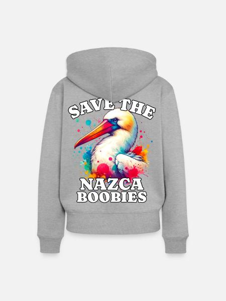 Nazca Tölpel Save Nazca Booby - Frauen Premium Bio Zip Hoodie - Grau meliert