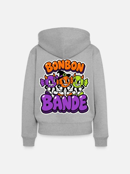 Bonbon Bande - Halloween Süßigkeiten - Frauen Premium Bio Zip Hoodie - Grau meliert