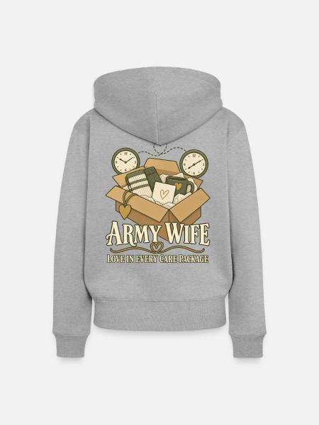 Armee Ehefrau Militär Ehefrau Einsatz - Frauen Premium Bio Zip Hoodie - Grau meliert