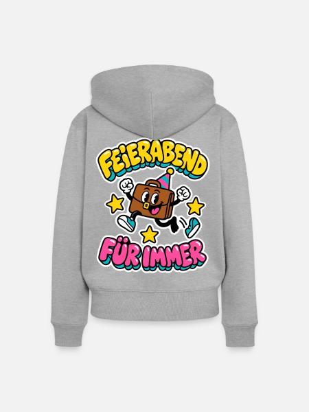 Feierabend für immer - Aktentasche Rente - Frauen Premium Bio Zip Hoodie - Grau meliert