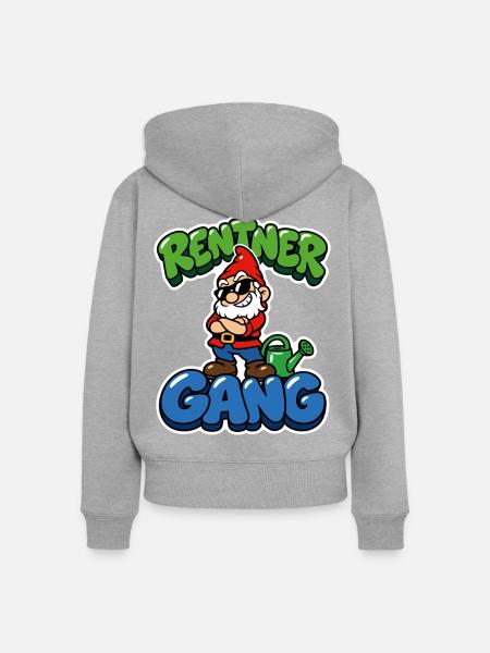 Rentner Gang - cooler Gartenzwerg - Frauen Premium Bio Zip Hoodie - Grau meliert