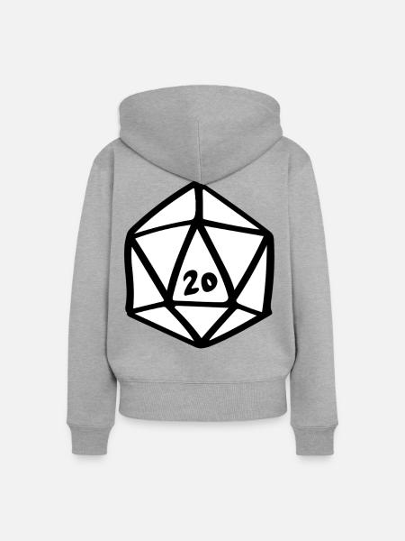 D20-Glyphe - Frauen Premium Bio Zip Hoodie - Grau meliert