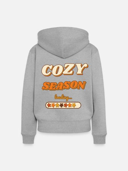 Gemütliche Jahreszeit lädt Retro Herbst - Frauen Premium Bio Zip Hoodie - Grau meliert