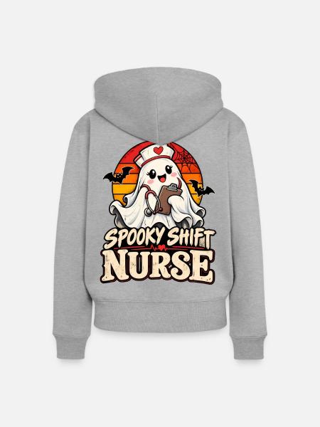 Spukschicht Nurse Halloween - Frauen Premium Bio Zip Hoodie - Grau meliert