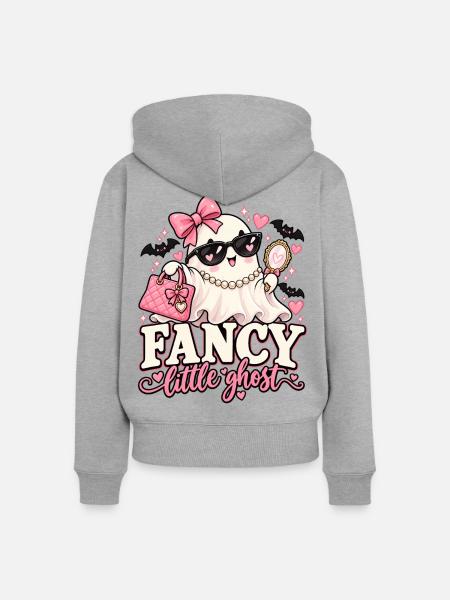 Fancy Little Ghost Glam - Frauen Premium Bio Zip Hoodie - Grau meliert