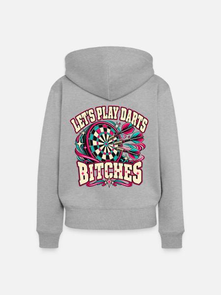 Dart Neon Showdown - Frauen Premium Bio Zip Hoodie - Grau meliert