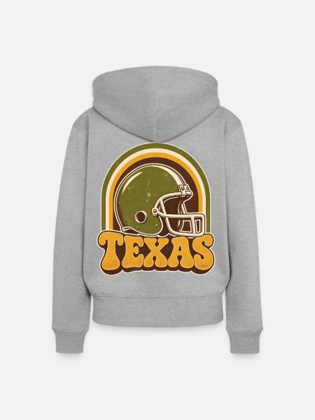 Texas Retro Football Helm - Frauen Premium Bio Zip Hoodie - Grau meliert